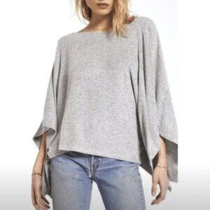 🖤 Z SUPPLY Gray Lightweight Soft Oversized Poncho Top Women's Size XS/S